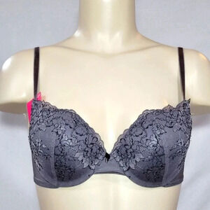 34C Maidenform 6660 Self Expressions Push Up‎ and In UW Bra Gray NWT